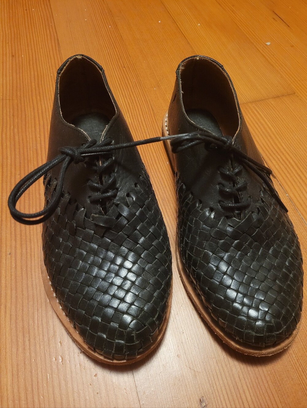 Will Leather Goods Black Woven Lace-Up Shoes